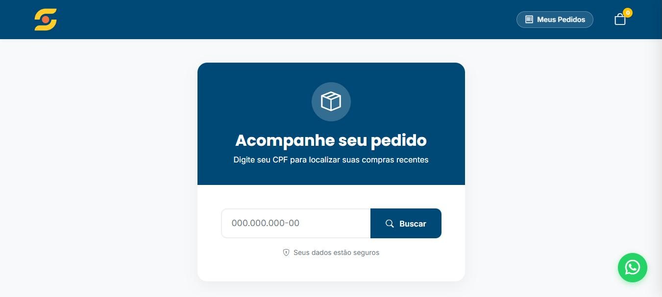 Tela Acompanhe seu pedido, com o campo para digitar o CPF
